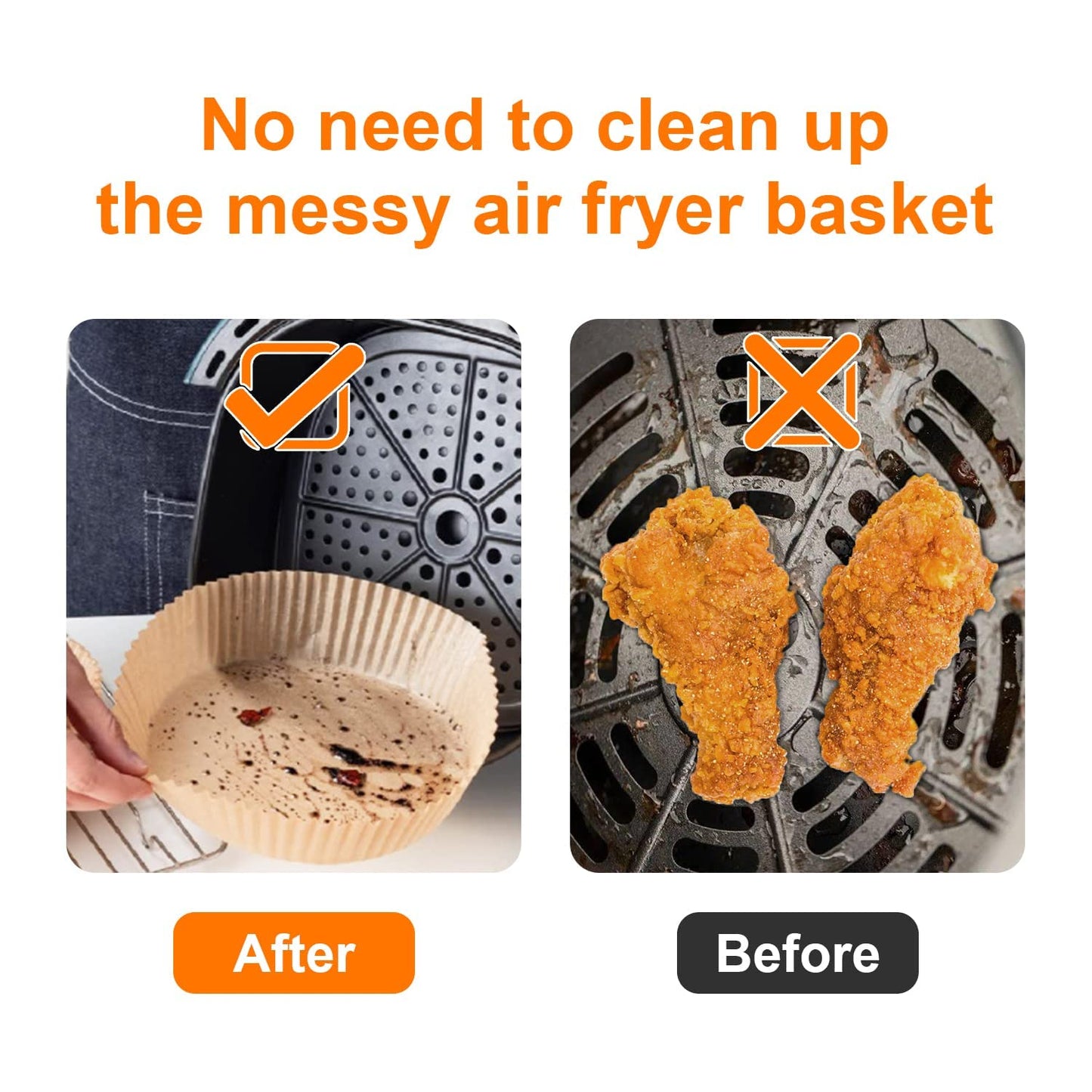 SIUDANGKA 200 Pcs Air Fryer Liners - Disposable Parchment Paper Sheets for Ninja Air Fryer AF101 & AF150 XL