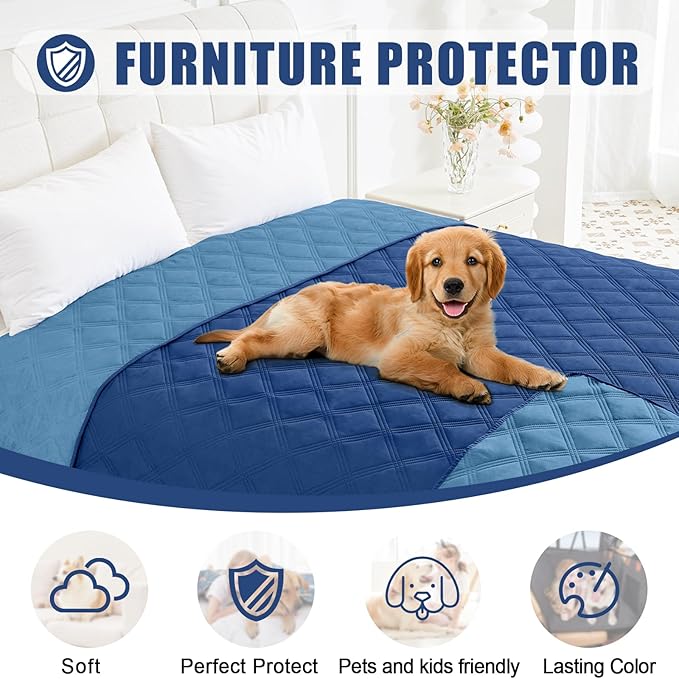 Smiry Waterproof Dog Bed Cover Blanket 40x70, Soft Reversible Pet Blanket, Washable Leakproof Cats Dogs Couch Cover for Sofa, Couch, Furniture, Navy/Blue