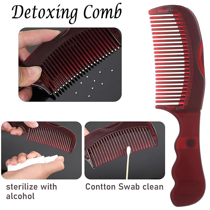 Dandruff Comb, Hollow Tooth Button Comb, Detoxing Comb Energy Massage Comb, Scalp Psoriasis Comb Dandruff Removal Comb, Lice Comb Multifunctional Hairbrush (Red 1PC)