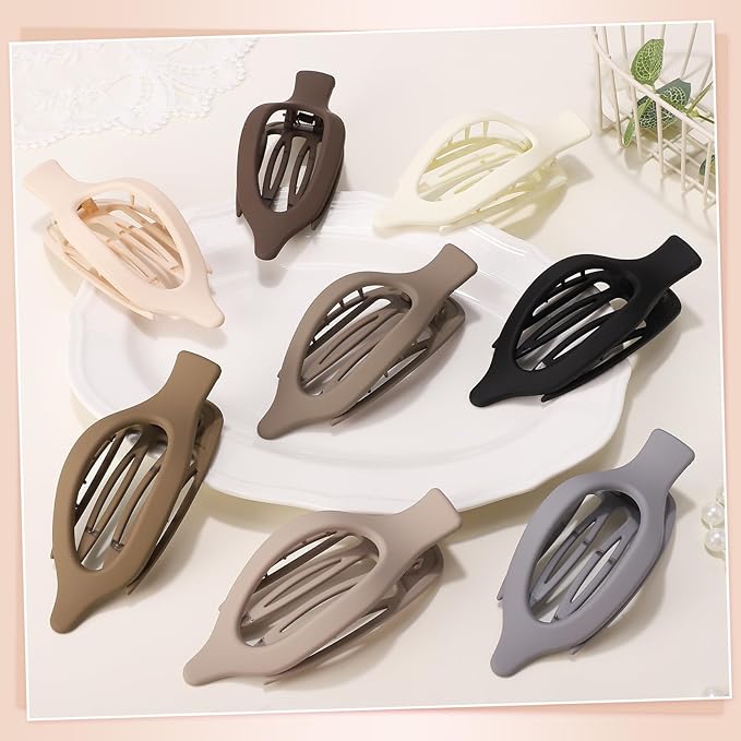 Obeoby 8 PCS Flat Hair Clips for Women, French Flat Claw Clips for Thin or Thick Hair Medium Large Hair Accessories Barrettes Duckbill Strong-Hold
