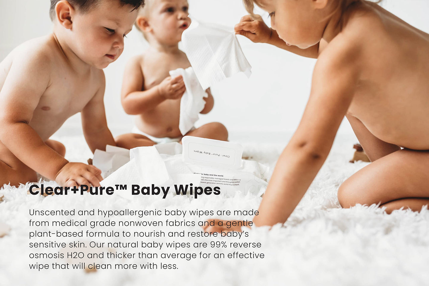 Parasol Clean+Pure Natural Baby Wipes, 99.9% Reverse-Osmosis Water, pH Balanced, Hypoallergenic Wipes, Plant Based, Alcohol-Free and Perfect for Sensitive Skin, 600 Count (10 Packs of 60)