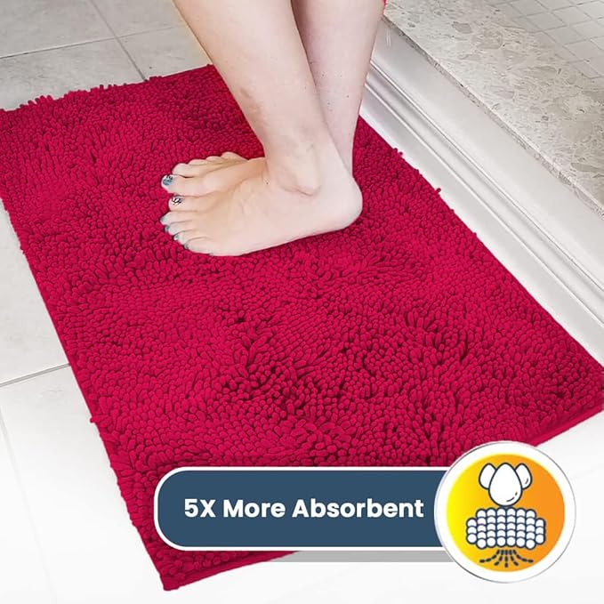 Muddy Mat® | Super Absorbent Door Mat Indoor, Microfiber Quick Dry Chenille Entryway Rug, Non-Slip Front Door Mat, Indoor Mats for Entryway, Machine Washable Pet Rug, Maroon 24"x60"