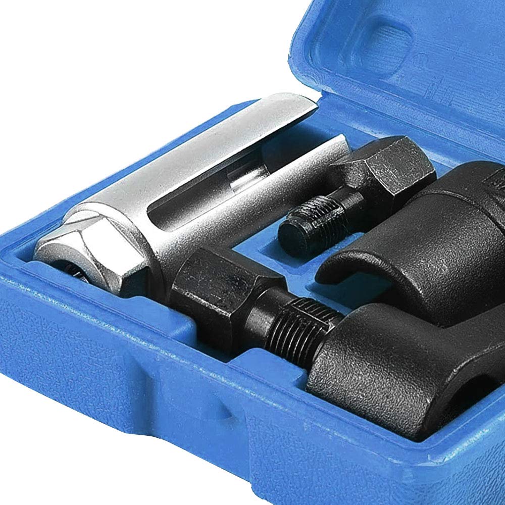 A ABIGAIL 5 PCS Automotive O2 Oxygen Sensor Socket Wrench Removal Tool and Thread Chaser Set 3/8" 1/2" Drive x 7/8" 22mm O2 Sensor Wrench Remover