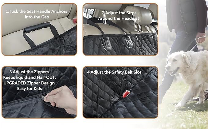 Dog Car Seat Cover for Back Seat Cover for Kids Car Seat Protector for Dogs Nonslip Water Proof Universal Fit Dog Car Seat Cover for ISOFIX Truck SUV(Large,Black)