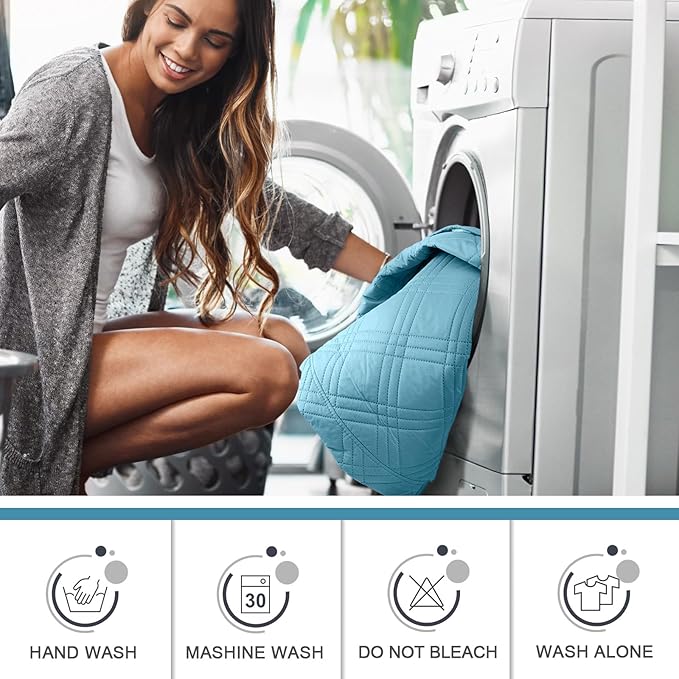 TAOCOCO 100% Waterproof Recliner Chair Cover, Non Slip Recliner Covers for Recliner Chair with Pocket, Washable Reclining Chair Cover Furniture Protector for Kids, Pets(23.6'', Sky Blue)