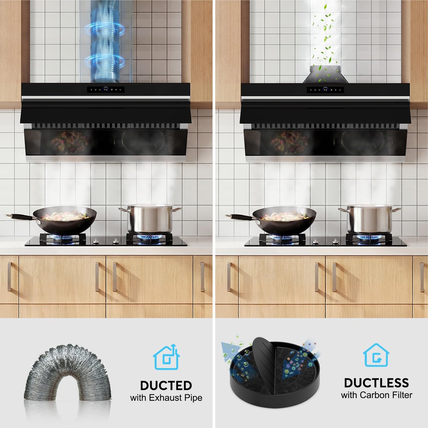 30 inch Under Cabinet Range Hood 900 CFM, Ducted/Ductless Convertible, 4 Speed Kitchen Vent Hood with Touch & Gesture Control, dimmable LED, Timer