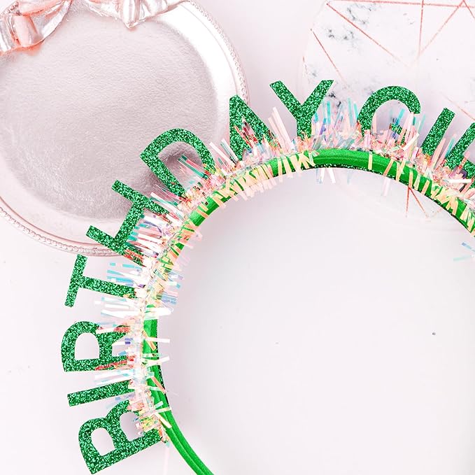 CIEHER Green Birthday Girl Headband Birthday Crown for Women Girls