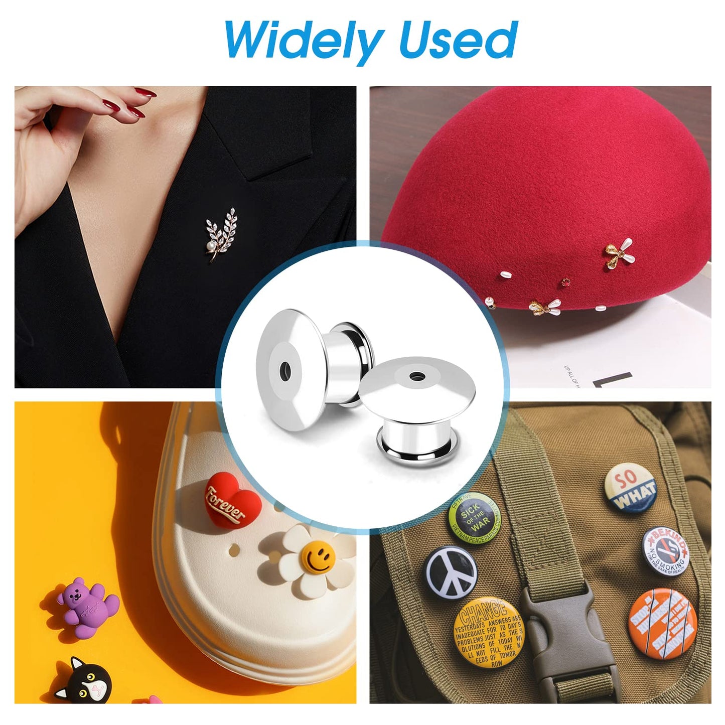 100PCS Metal Pin Backing for Brooch Enamel Lapel Pin Lock Keeper Clasp
