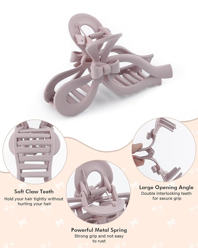 4 PCS Bow Hair Clips for Women Bow Claw Clip 5" Extra Large Hair Claw Clips for Thick and Long Hair Cute Bows Big Clip