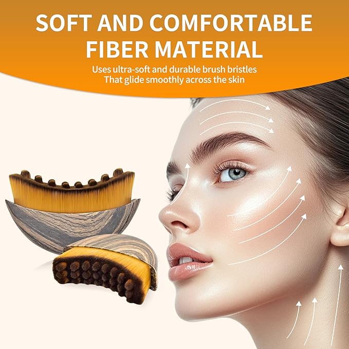 Lymphatic Contour Face Brush with Soft Bristles Ã¢ÂÂ Facial Sculpting Tool for Lymphatic Drainage, Dry Brushing & Gua Sha Ã¢ÂÂ Face Lifting, Contouring & Skin Detox Brush Ã¢ÂÂ 2 Pack