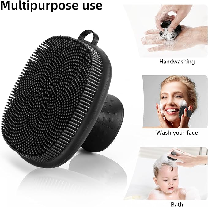 Face Scrubber, SANLESS Silicone Face Scrubber for Men Facial Cleansing Brush, Manual Waterproof Face Wash Brush for Exfoliating and Deep Cleansing - Black