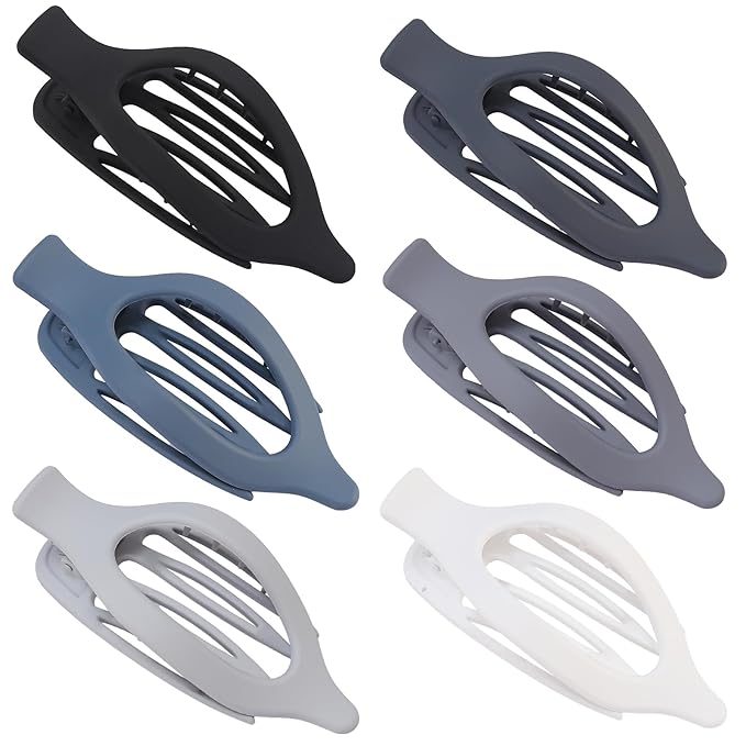 Flat Hair Clip 6 pcs Lay Down Claw Clips Hair Accessories for Women -Grey