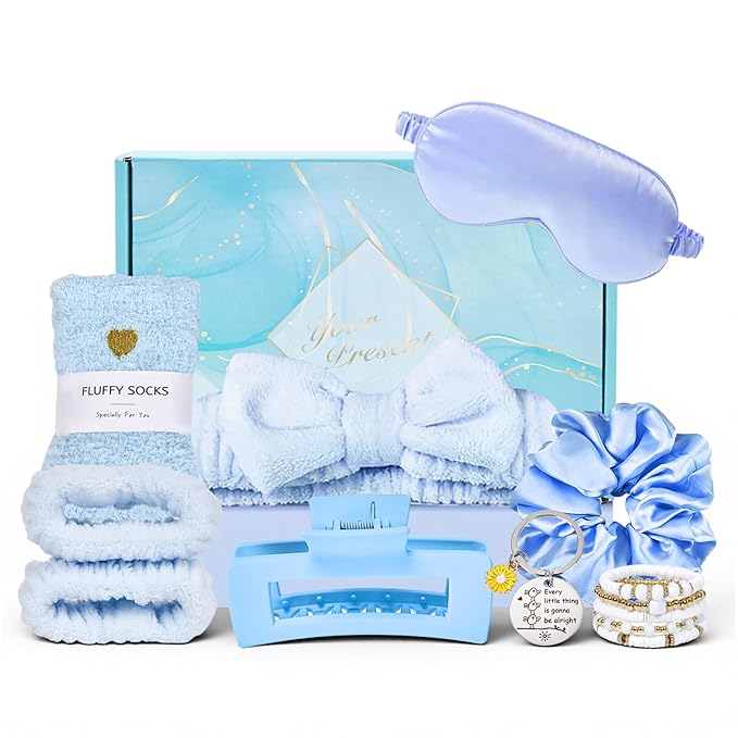 Gifts for Women, Cozy Self Care Gift Set for Her, Relaxing Spa Kit with Socks, Headband & Eye Mask, Thoughtful Birthday Gift for Mom, Wife, Girlfriend or Best Friend