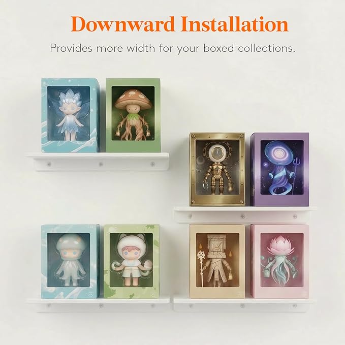 Lifewit Floating Shelves for Wall, Acrylic Display Shelf Wall Mounted for Figure, Car, Art, Book, 14" Perfume Organizer for Bathroom, Bedroom, Living Room, Nursery, Home Decor, White, 10 Pack