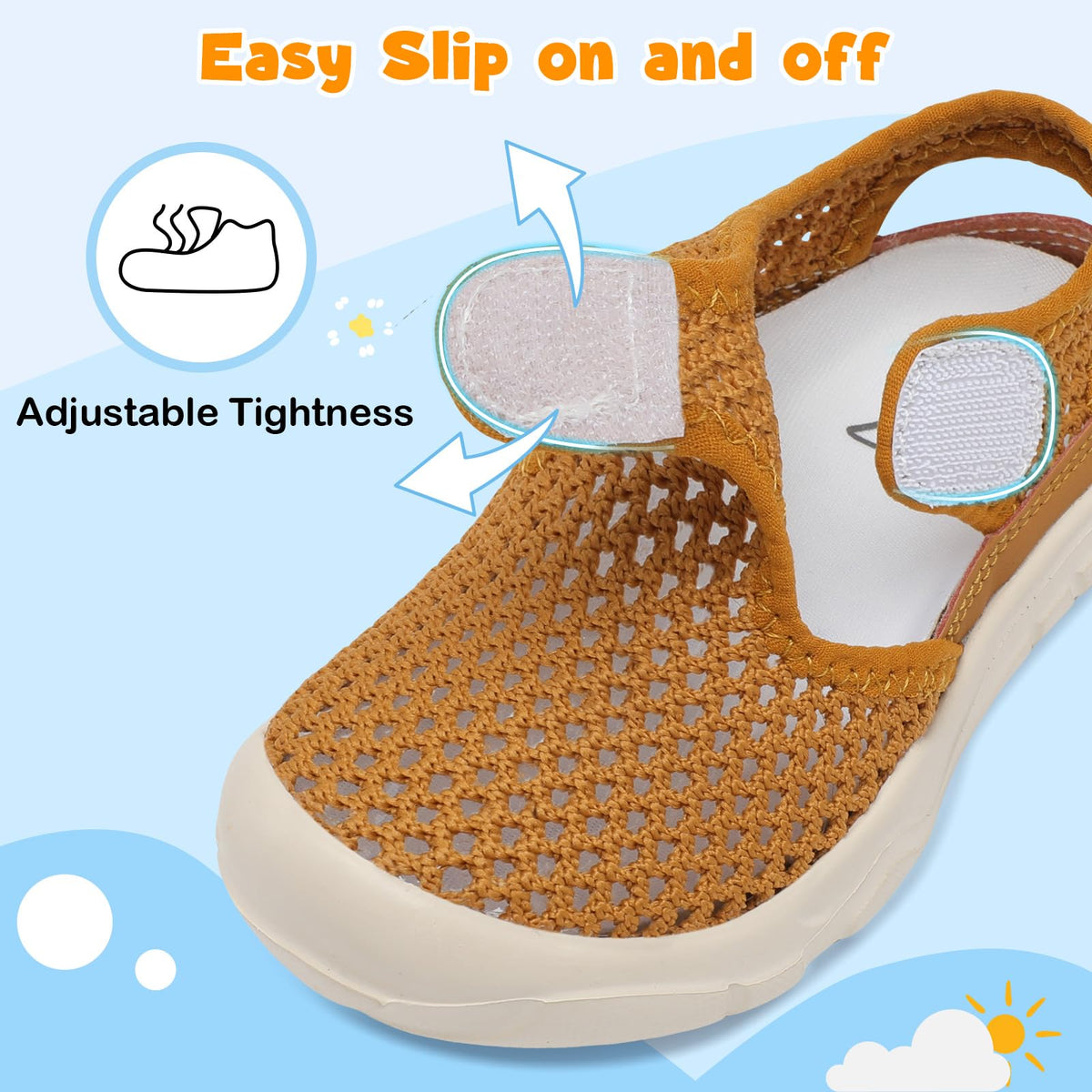 LeIsfIt Toddler Girls Boys Sandals Closed Toe Water Sandals Kids Lightweight Wide Water Shoes for Beach Swim Brown 6 Toddler