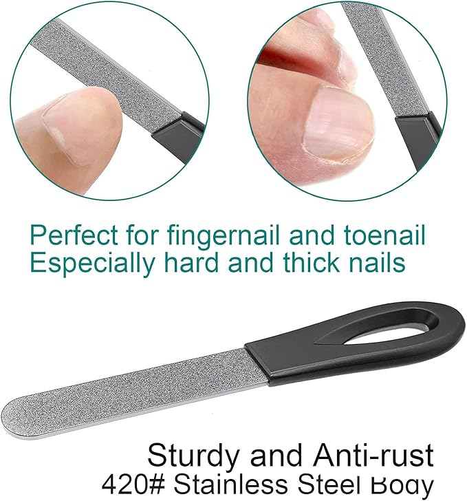 Toenail File for Thick Toenails, 3.6 Inch Finger Nail Files for Natural Nails, Double Sided 180 Diamond Grits Emery Boards, Men Woman Salon Home Travel (1 PACK-BF01)