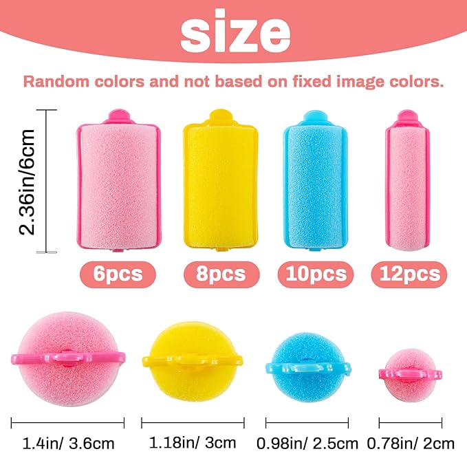 MAQIHAN 36PCS Foam Hair Rollers - Sponge Rollers for Heatless Hair Curler for Short/Long Curling Sleep rolos para cabello Jumbo Large Sponge Curlers Soft Sleeping Thin Hair Curl Overnight rulos