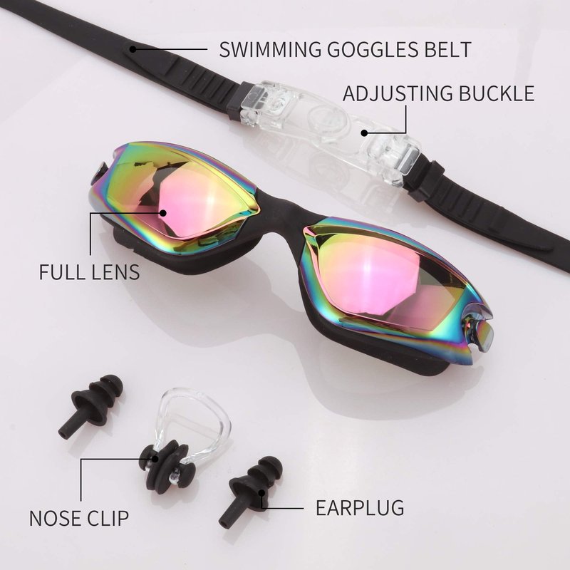 Romoc 2/4 Pack Kids Swimming Goggles,No Leaking,Anti Fog,UV Protection Youth Swim Glasses Water Goggles Christmas Gift (2 blue+black+rose red)