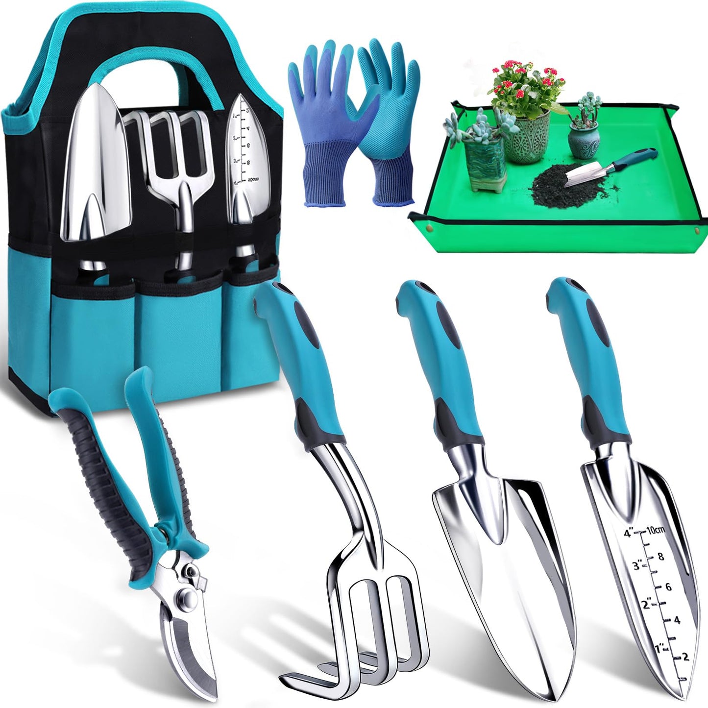Kynup Garden Tools, Gardening Tools Set with Garden Hand Shovel, Garden Trowel, Rust Resistant Gardening Essentials, Supplies, Garden Stuff, Gardening Gifts Kits for Women