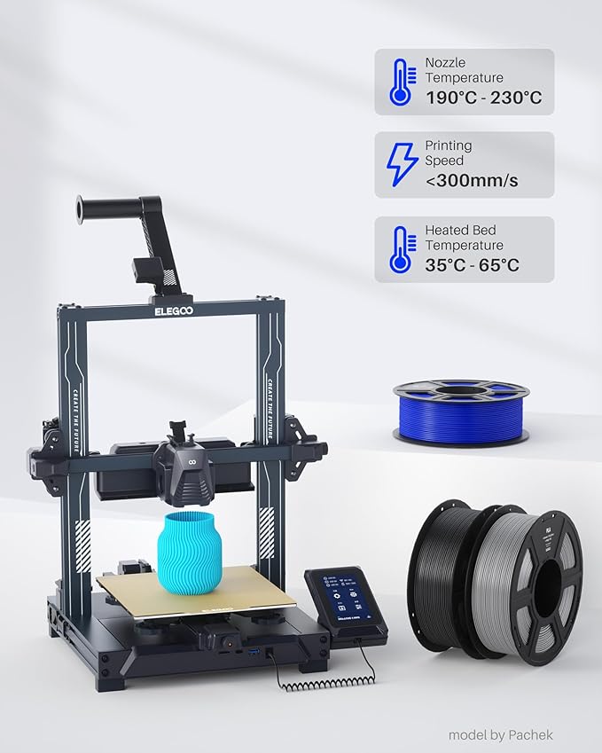 ELEGOO PLA Filament 1.75mm Bundle 4KG, 3D Printer Filament Dimensional Accuracy +/- 0.02mm, 4pcs 1kg Spool(2.2lbs) Fit Most FDM 3D Printers (True Red, Yellow, Orange, Neon Green)