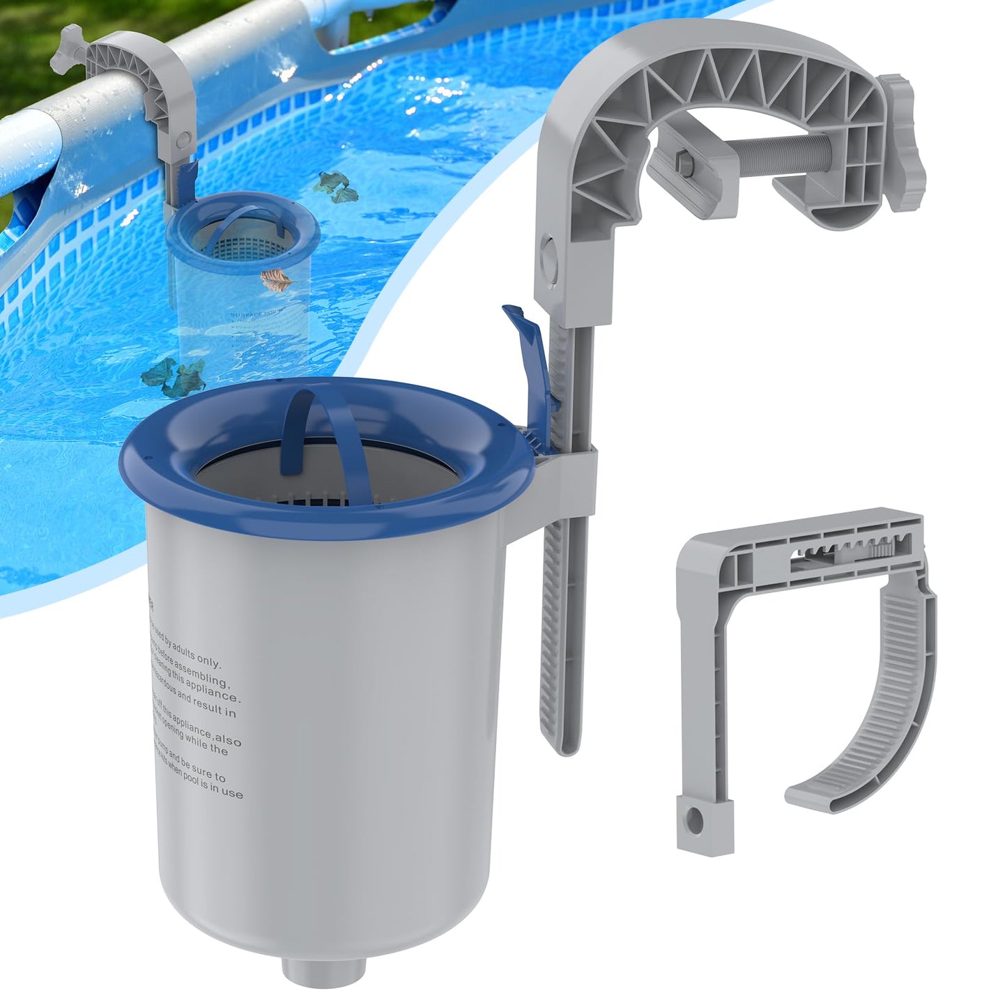 Sepetrel Above Ground Pool Surface Skimmer, Wall Mount Pool Maintenance Accessories for Inflatable Collars, Tubular & Metal Frame Pools, Floating Skimmer Basket - Efficiently Removes Debris