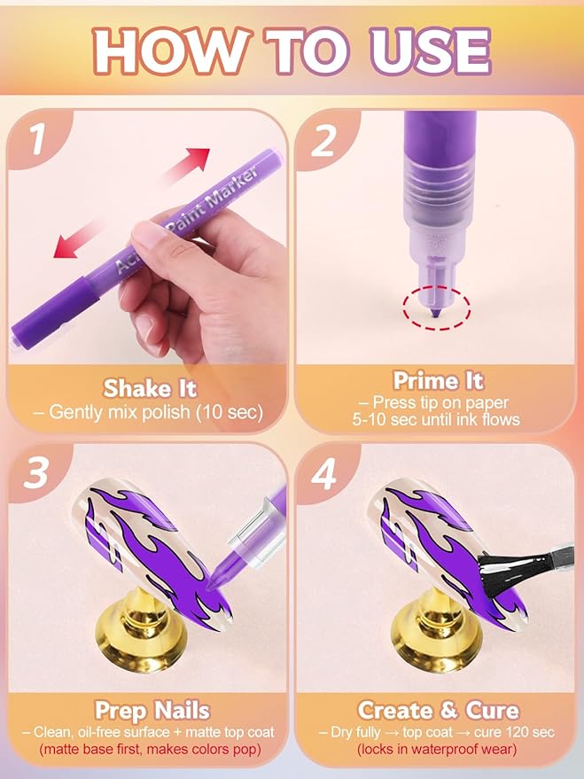 12 Color 3D Nail Art Pens Set, Kalolary 0.7MM Nail Polish Pens Nail Point Graffiti Dotting Pen Quick Drying Acrylic Paint Markers for Nail Art Design Home & Salon Nails DIY