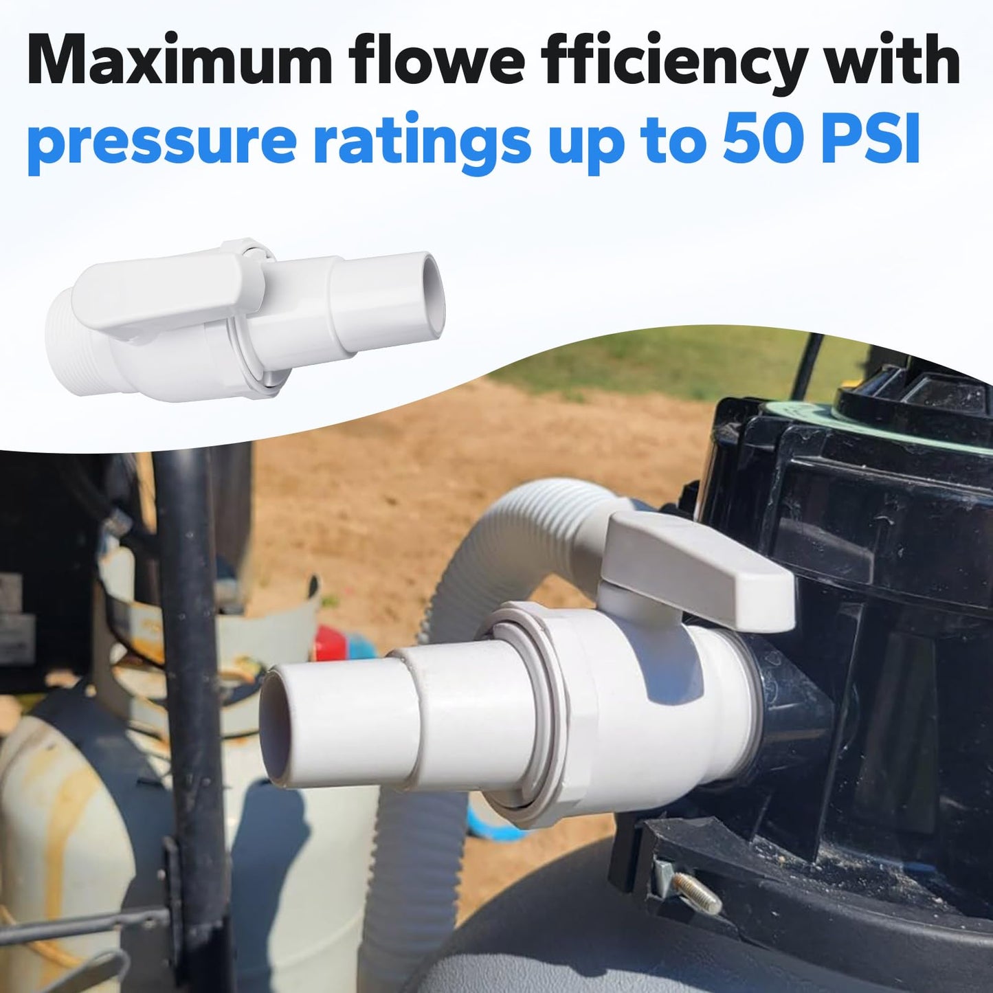 Pool Shut Off Valve Replacement Compatible with Hayward SP0729 Econoline 2-Way Ball Valve, 1.5" MIP x 1.5” - 1.25”, Above Ground Pool Filter Accessories