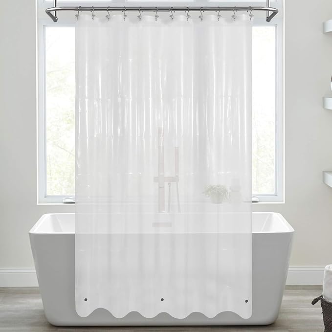 Mrs Awesome Shower Curtain Liner with Magnets, 72x72 Frosted PEVA Plastic Shower Curtain for Bathroom, Lightweight & Waterproof, 72 x 72, Frost