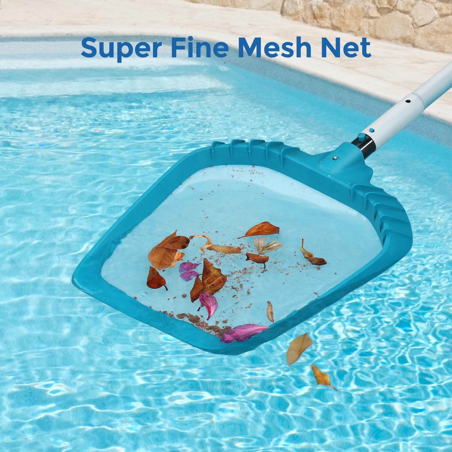 SORSWEET Pool Net, Heavy Duty 20.4" Pool Skimmer Net, Fine Mesh Leaf Skimmer Net for Cleaning Pool, Fits Standard 1-1/4" Pole, Pole Not Included