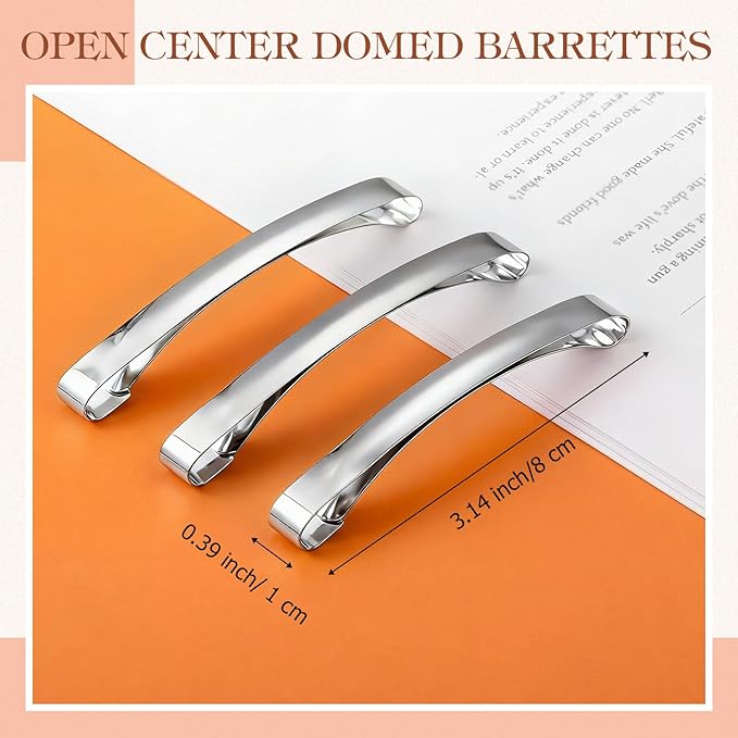 Hotop 30 Pieces Open Center Metal Barrettes Anti-slip Metal Hair Clip for Women, Assorted Colors (Slide Barrette,Silver)