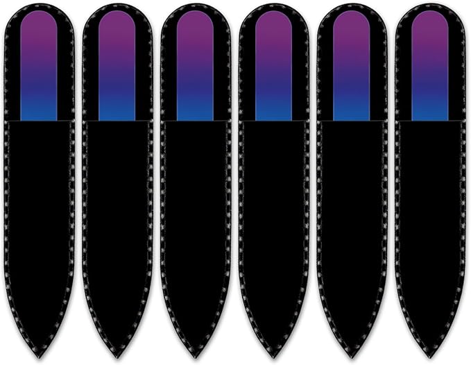 Mont Bleu Rainbow Crystal Nail File in Black Pouch - Small/Purse Size - Czech Tempered Glass - Handmade in Bohemia (Czech Republic)