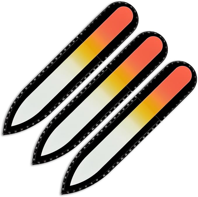 Mont Bleu Rainbow Crystal Nail File in Black Pouch - Small - Purse Size - Czech Tempered Glass - Handmade in Czech Republic - Czech Glass Nail Files Set for Women&Men&Kids