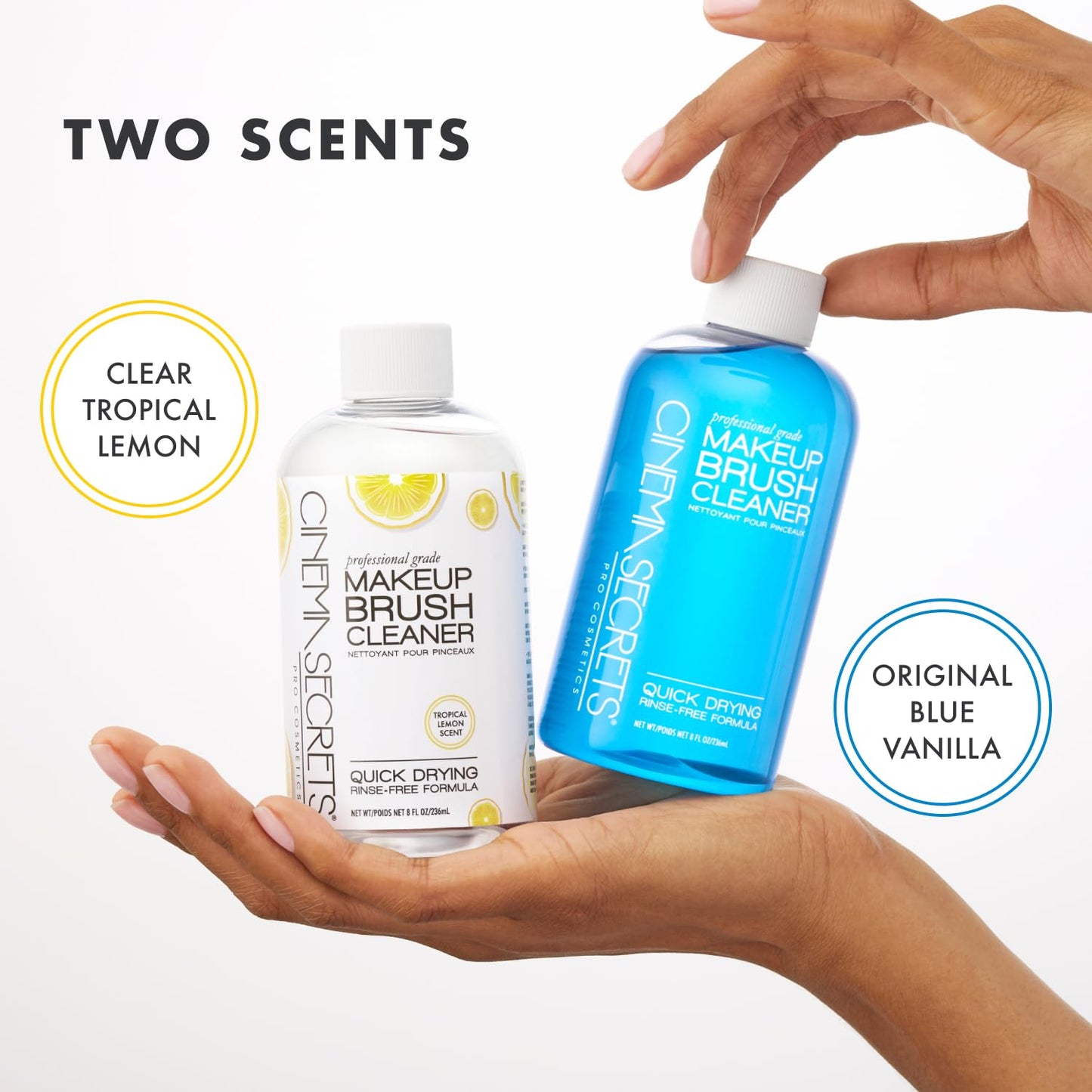 Cinema Secrets Original Blue Vanilla Makeup Brush Cleaner Solution - Professional Cleanser for Makeup Brushes - Quick-Drying, Rinse-Free Formula - Removes Stubborn Waterproof Make Up (8 fl oz)