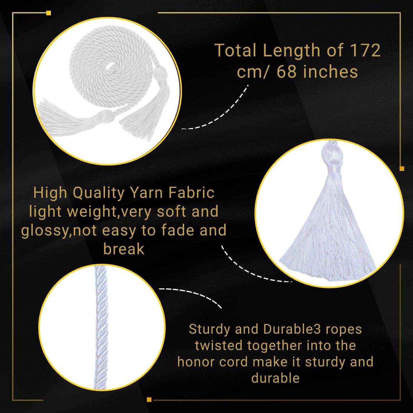 10 Pieces White Graduation Honor Cords for Graduation 2025,National Honors Society White Cords Bulk