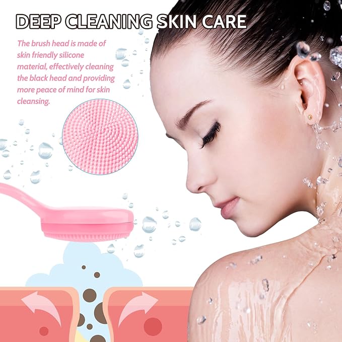 2Pack Silicone Face Brush Manual Face Scrub Brush Soft Facial Brushes Waterproof Exfoliating Face Brush Skin Friendly Face Cleaner Brush for Women and Men Blackheads Makeup Residues Removal(Pink)