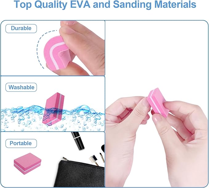 180/240 Grit Nail Buffers (50 Pack), mini Buffer Block Nail File for Acrylic Nails and Natural Nails, Professional Nail Buffer Block Bulk Buffing Blocks for Nail Buff Manicure File Blocks Set Pink