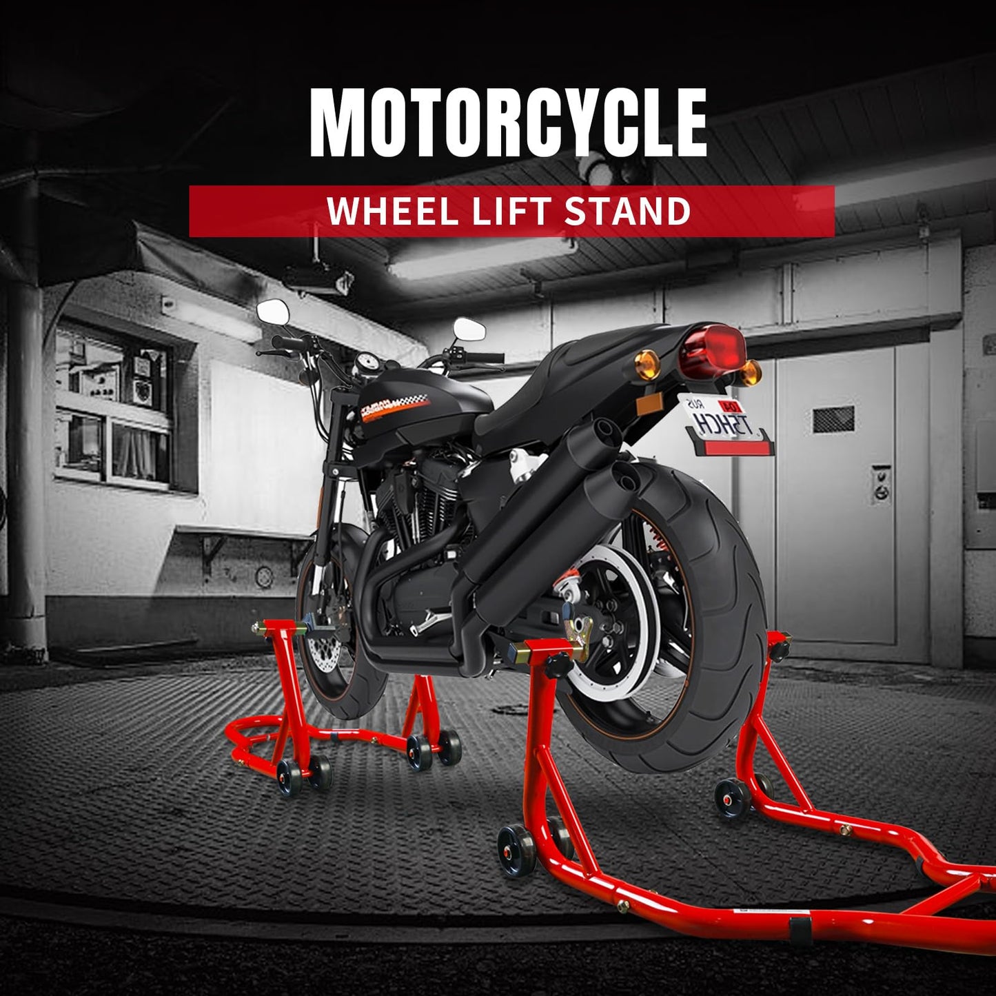 Motorcycle Stand Lift, Universal Paddock Lift Stand, 1100lbs Front Rear Combo Stand Lift Stand, Rear U+L Fork Swingarm Spool Stand 2-Pack