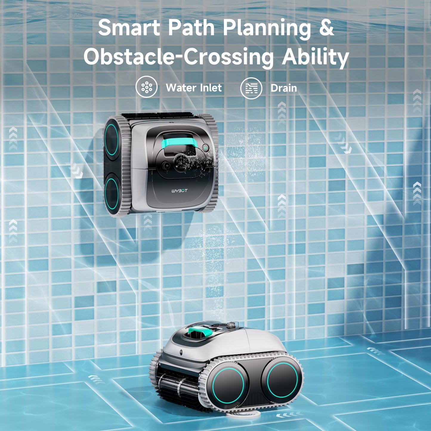(2026 Upgrade) WYBOT C1 Pool Robot Vacuum for Inground Pools, 4-in-1 Cordless Robotic Pool Cleaner for Above Ground Pools up to 1,614 Sq.ft, Wall & Waterline Cleaning, 150-Min Runtime, APP Control