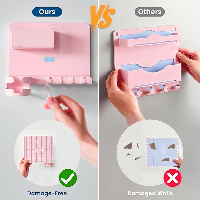 Floating Shelves for Bedside Shelf Accessories Organizer, Wall Mount Self Stick On, Cute Room Decor Aesthetic, Girls Room Decor, Cool Stuff for Bedroom Storage and Organization (Pink)