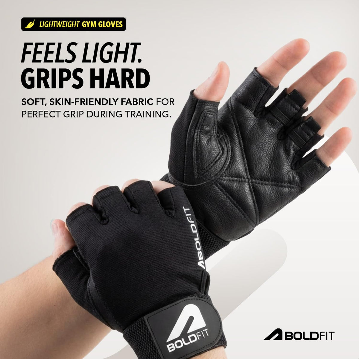 Boldfit Gym Gloves for Men & Women with Wrist Support Accessories for Weightlifting, Training, Exercise, Cycling Gloves, Bike Riding Gloves- Warrior -L, Polycotton Blend, Black, Large (8" - 8.5")