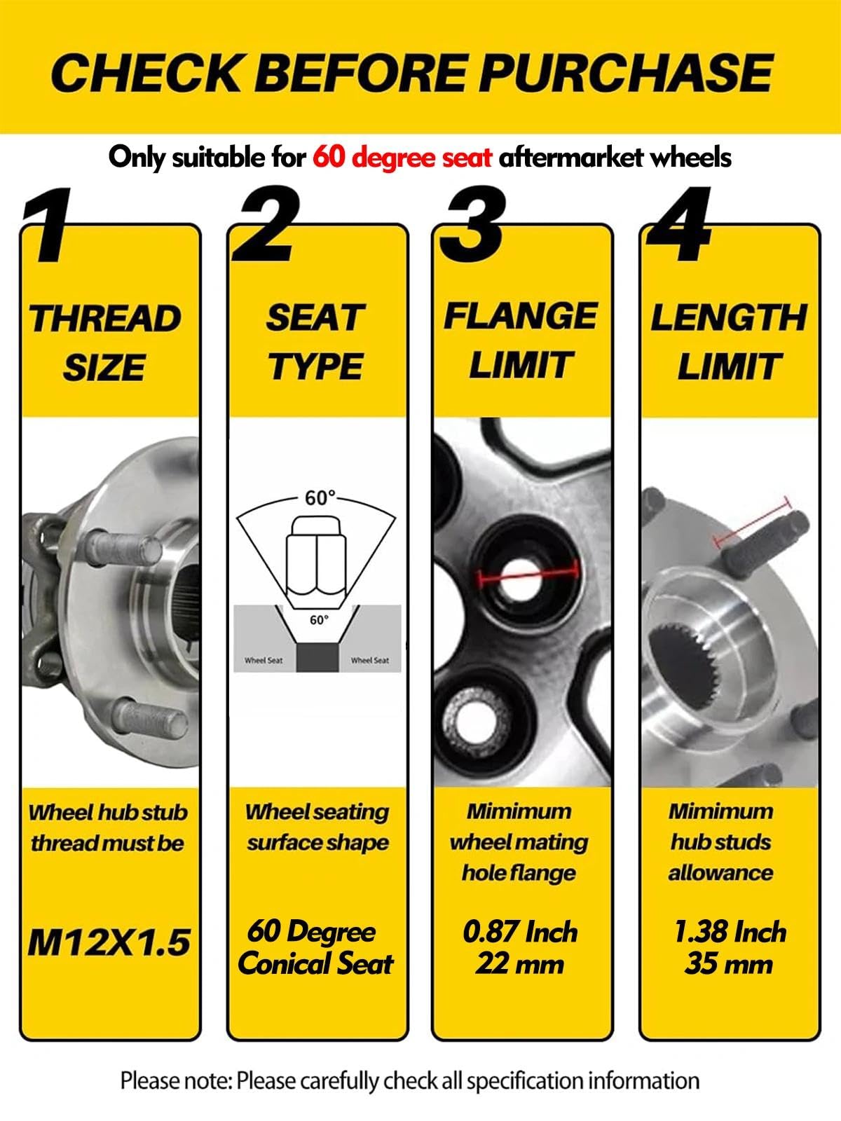 MIKKUPPA M12x1.5 Lug Nuts - Replacement for Ford Fusion Focus Escape, Honda Accord Civic CRV, Chevy Cruze Malibu, Dodge Journey, Jeep Compass Patriot Aftermarket Wheel, 20pcs Chrome Closed End Nuts