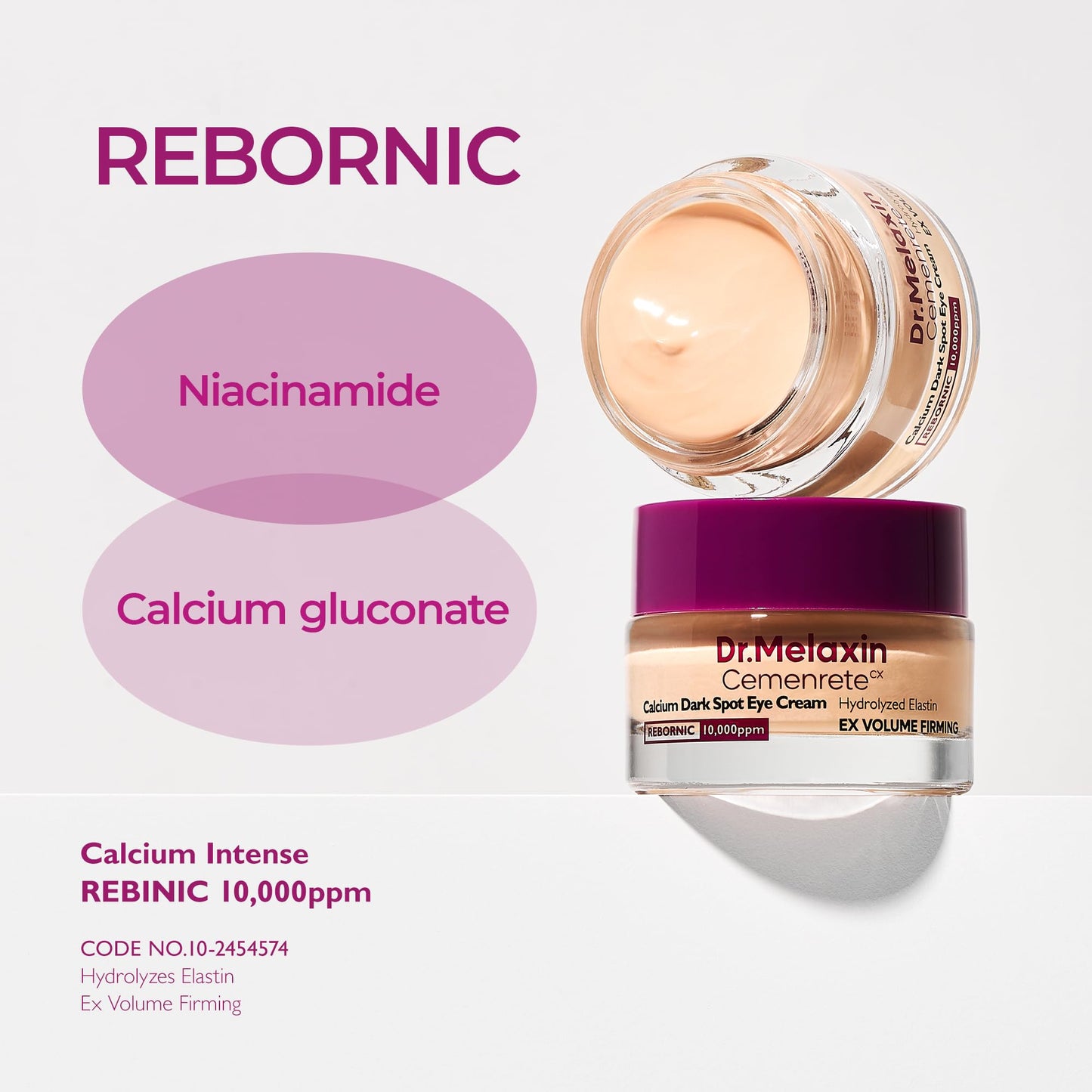 Dr.Melaxin Calcium Dark Spot Eye Cream 15g – Niacinamide & Calcium Gluconate Eye Cream for Dark Circles, Under Eye Bags & Sagging | Hydrolyzed Elastin EX Volume Firming | Korean Eye Cream