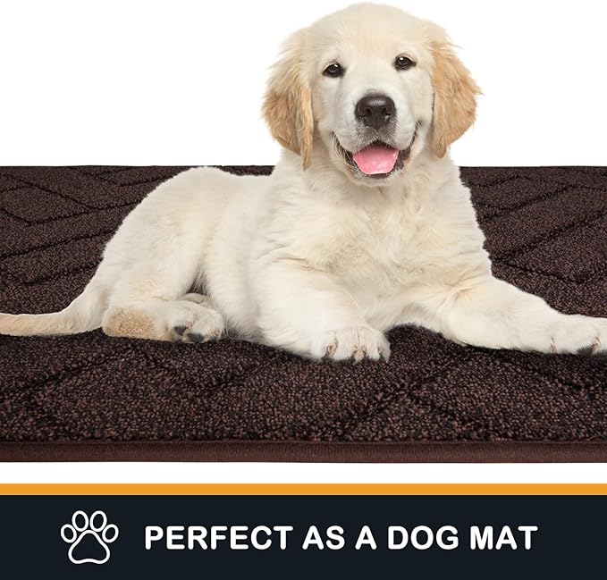 PURRUGS Dirt Trapping Door Mat 20" x 31.5", Non-Slip Machine Washable Entry Rug, Dog Doormat, Indoor Front Door Mat, Super Absorbent Entryway Rug for Muddy Shoes & Paws, Brown