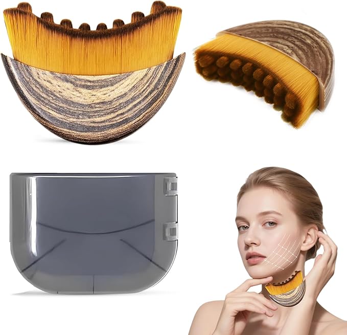 Lymphatic Contour Face Brush - Lymphatic Drainage Brush & Facial Dry Brush for Depuffing, Skin Glow - Premium Face Sculpting Tool & Gua Sha for Jawline, Neck Lifting & Manual Massage