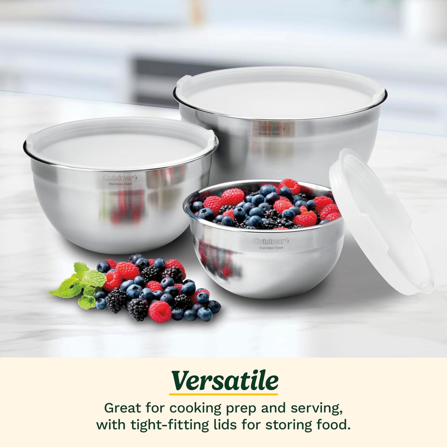 Cuisinart Mixing Bowl Set, Stainless Steel, 3-Piece, CTG-00-SMB
