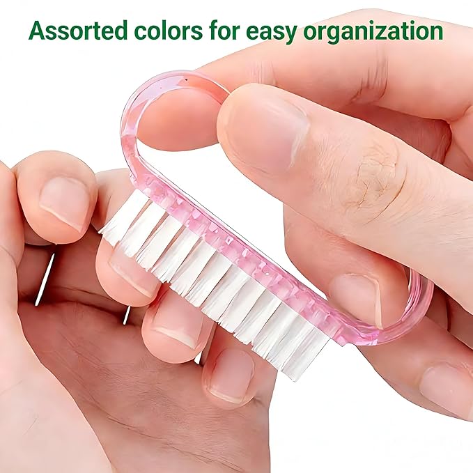 12-Pack Handle Grip Nail Brush(assorted color), Fingernail Scrub Cleaning Brushes for Toes and Nails Cleaner, Pedicure Brushes for Men and Women