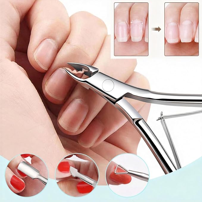 Cbiumpro 5-Pack Cuticle Trimmer Set with Pusher, Cutter, Scraper, Nipper, Clipper, Professional Stainless Steel Cuticle Remover Tools Kit for Fingernails & Toenails - with Case