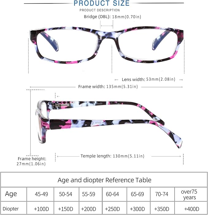 Henotin 5-Pack Reading Glasses Blue Light Blocking Anti Eyestrain Computer Reading Glasses for Women and Men Readers (Mix Color-C1, 1.00, Diopters)