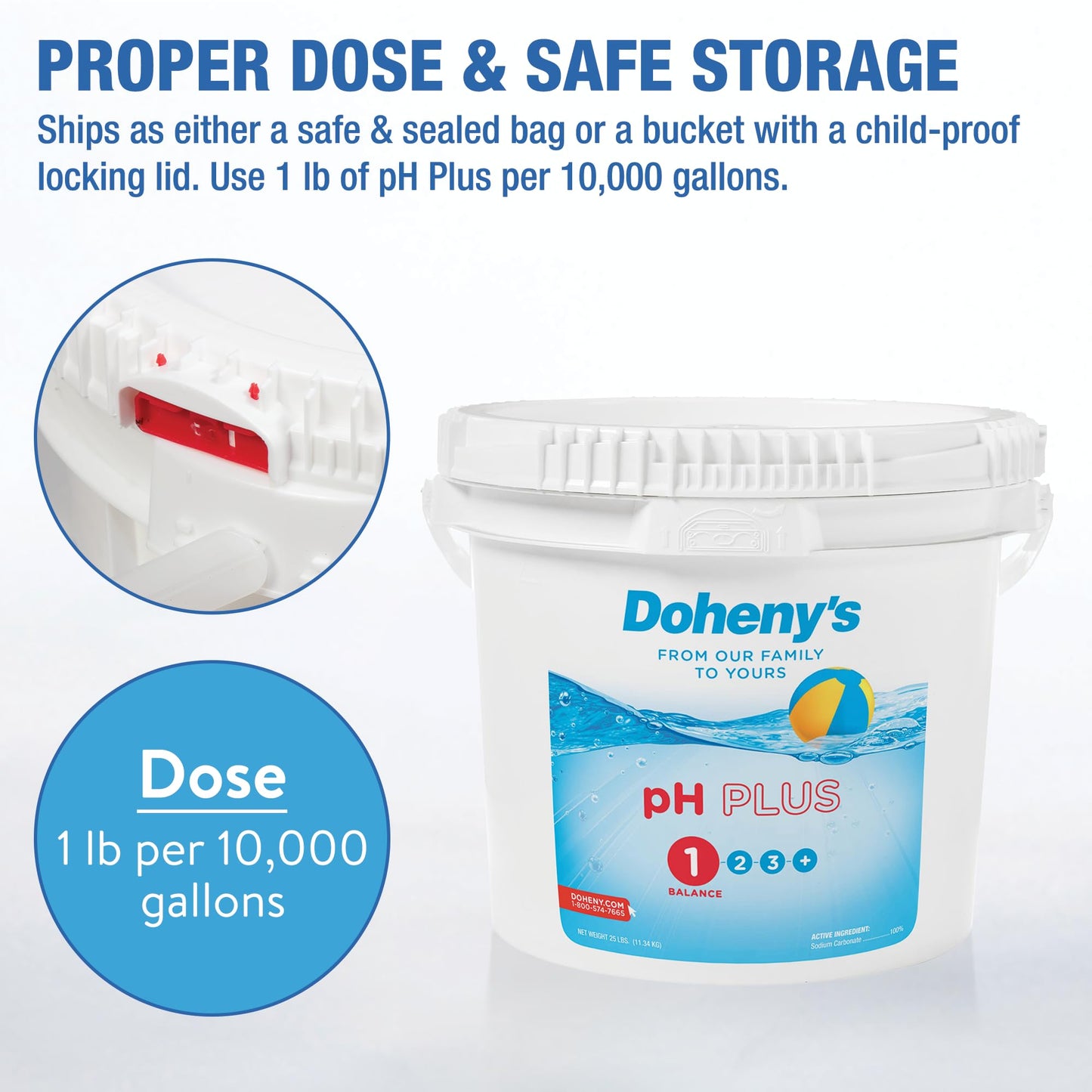 Doheny's pH Plus | Raise Your Swimming Pool pH Level | Made in USA | Pro-Grade Granular Soda Ash (Sodium Carbonate) | Proper pH Levels Protect Equipment & Prevent Eye and Skin Irritation | 10 LB