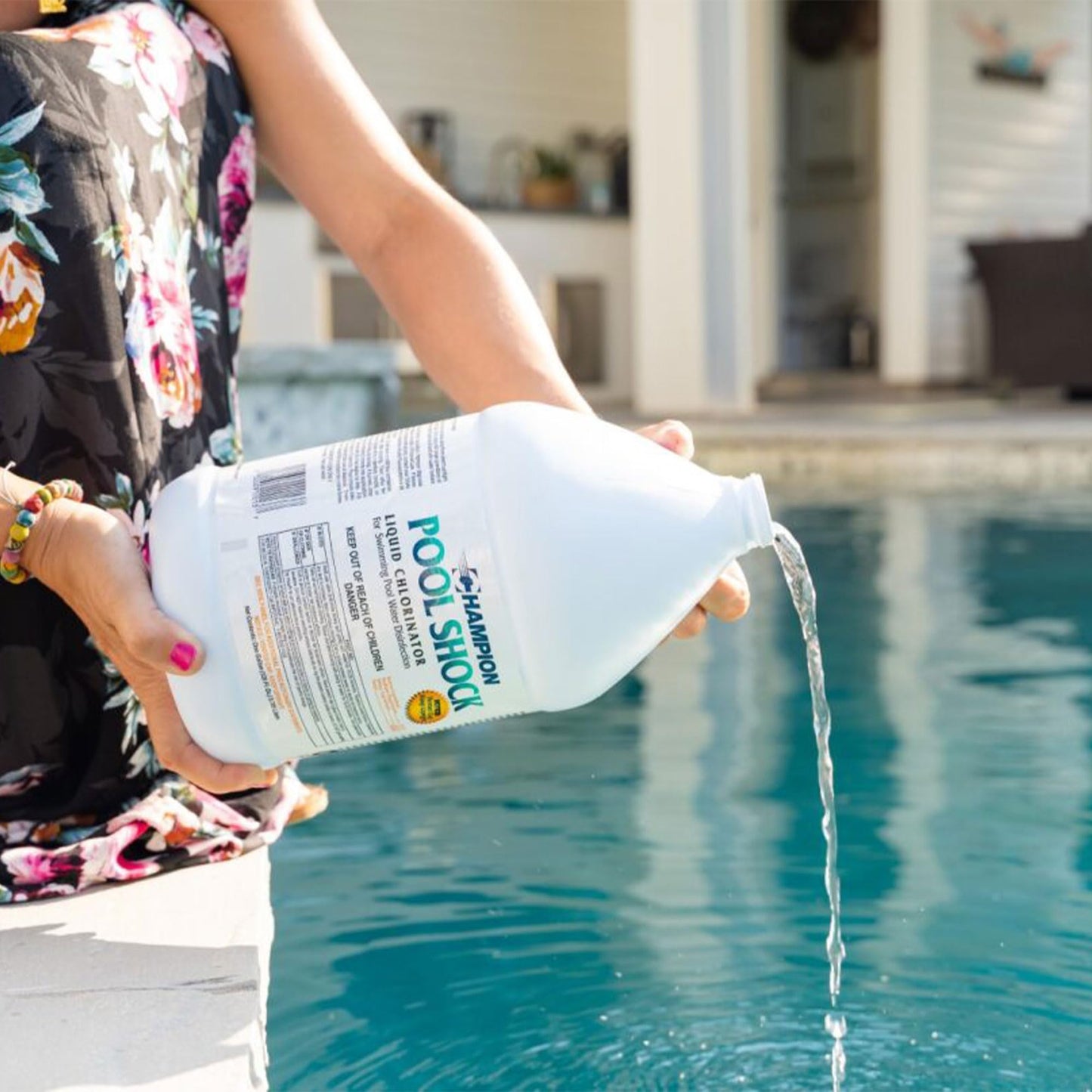 Champion 2-Pack Pool Shock, 12.5 Liquid Chlorinator for Swimming Pools, 1 Gallon Each - Fast-Acting Sodium Hypochlorite Sanitizer, Ready to Use, Non-Staining, Non-Scaling, Commercial Grade